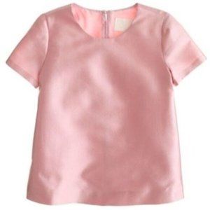 Pink Silk Short-Sleeve Button-Back J. Crew Collection Top. Size 14